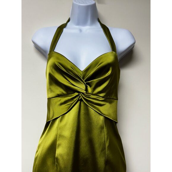 NWT DAVID MEISTER Green Halter Cocktail Dress, Sz 4 - Picture 3 of 13